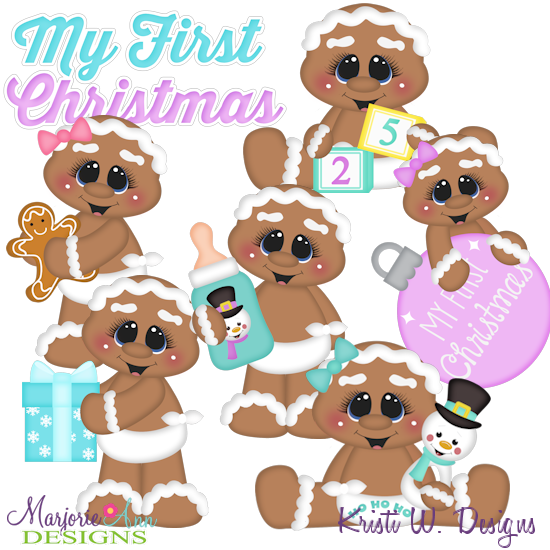 Baby's 1st Christmas~Gingers SVG Cutting Files + Clipart - Click Image to Close